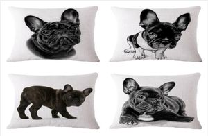 4545cm SexeMara Lovely French Bulldog Pattern Cotton Linen Cushion Cover Waist Square Pillow Cover Pillowcase Home Textile9468003