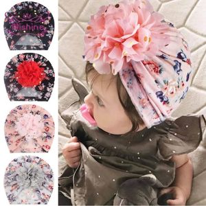 Berets Nishine Printed Baby Girl Heb Heps Gold Dot Floral Kid Caps младенца Принцесса Турбан Каннет Пографии реквизит