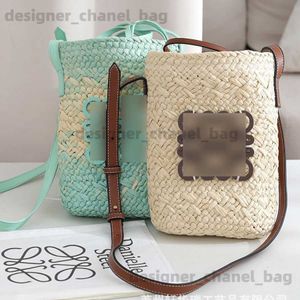 Totes 2023 Новая семейная семейство Luo Crossbody Sup Sage Paper Toven Woven Fashion Womens Bag Beach Vacation Traven Woven Bag Womens Bag T240416