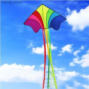 Kite Accessories free shipping rainbow high kites flying for children kites string line outdoor fun toys factory ikite kids kites grey reel squid Y240416