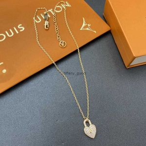 Designer Necklace Choker Chain Crystal Gold Plated Brass Copper L-letter Pendants Necklaces Statement Women Wedding Jewelry B070