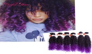 synthetische Flechthaarblonder Erweiterungen Kinky Curlyloose Wave Ombre Haare Burgundergewebe in Haarextensons für schwarze Frauen8641513