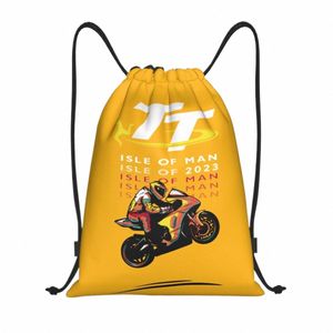 Anpassad motorcykelsport Isle of Man TT Races DrawString Bag Män Kvinnor Lätt sport Gym Lagring Ryggsäck T2OG#