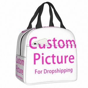 Niestandardowe zdjęcie logo pudełko na lunch Kobiety Drukuj DIY Drukuj chłodnica termiczna Izolowana torba na lunch przenośne torby piknikowe Z6TM#