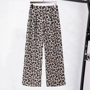 Pantaloni da donna Donne sportive Elegante gilette con scollo a V-Neck Set con bowknot alla moda a gamba a gamba larga per leopardo per alla moda