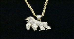 Mężczyźni lodowani Bling Ape Cyrcon Wisiant Naszyjnik Hip Hop Rock Silver Srebrny kolor biżuterii z łańcuchem ze stali nierdzewnej Naszyjnik 2018834843