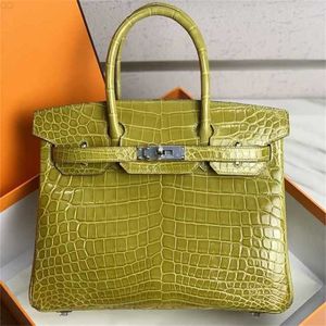 Totes Handväska Designer Bag Crocodile Skin Women's 30H Yellow Portable QQ