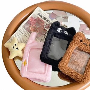 Kawaii Plush Photocard Holder Rabbit Bear Cat Kpop Idol Photo Card Holder Girl Sweet Keychain ID Credit Bank Protector Statiery U02H#