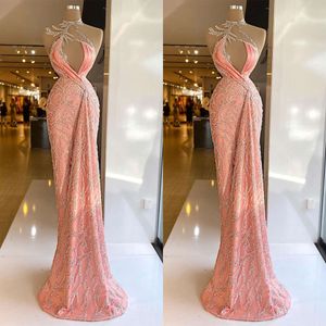 Mermaid Prom Modern Gowns High Neck Evening With Tail Sequins Custom Made Formal Party Dresses Sleeveless Plus Size