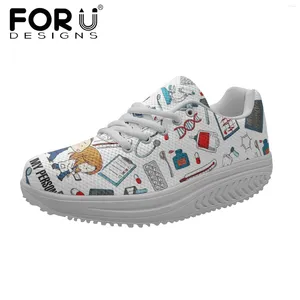 Casual Shoes FORUDESIGNS Women's Breathable Sneakers Platform Cute Printing Nursing For Ladies Leisure Wedges Swing