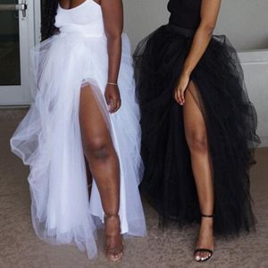 Womens Mesh Fluffy Skirt Adult Tutu Long Fishtail Black And White Dress