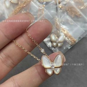 Designer Van Full Diamond Fritillaria 3D Butterfly Necklace Female clavicle Chain Small and Luxury Temperament Internet Celebrity Instagram Live Broadcast