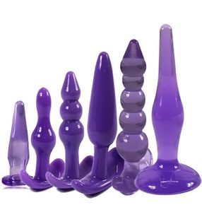 Masaj 6pcsset yumuşak silikon jöle anal yapay penis fiş prostat masajı yetişkin ürünleri boncuklar çift6719545 için seks oyuncakları