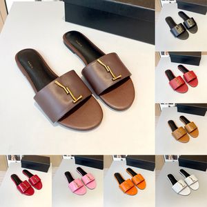 Designer Sandaler Luxury Paris Slides tofflor för kvinnor Svartbrun Vitgrön röd gul platt klackar Patentläder damer Kvinnor Muls Slide Summer Shoes