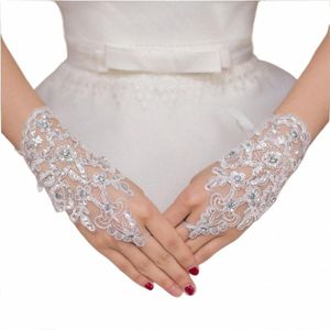 2020 Hot Sale Bridal gloves Fingerl Length Lace Appliques White Bridal Wedding Gloves Fast Ship luva de noiva h8Jk#