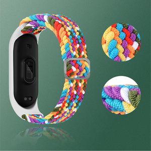 2024 Correia de laço trançado para Xiaomi Miband 7/6/5/4/3, Pulseira de substituição esportiva de nylon ajustável para nylon para Xiaomi Band 8