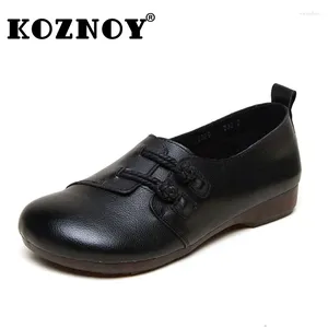 Scarpe casual koznoy 1,5 cm retrò etnico 2024 vera pelle mom molla a autunno slittamento comodo su donne morbide softlat piatto tondo tondo oxfords