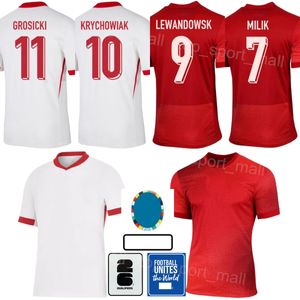 2024 Euro -Pokal Männer Kinder Polen Fußball Trikot 9 Lewandowski 23 Piatek 1 Szczesny 11 Grosicki 5 Bednarek 10 Zielinski 18 Bereszynski Fußball -Football -Hemd -Kits Nationalmannschaft Kits Kits Kits Kits