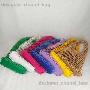 Totes Grass woven bag cotton rope womens bag hand woven bag handbag 2023 Korean new lazy style fishing net bag rest T240416