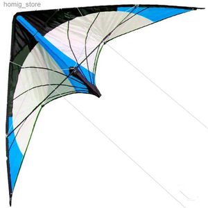 Acessórios de pipa recém-chegados de 48 polegadas azuis Profissional Double Line Stunt Kite com alças e uma fábrica de vôo bem projetada Sair Y240416