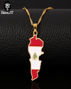 Wholesale Lebanon Map Flag Pendant Necklaces Gold Color Country Jewelry ic National Logo9046304