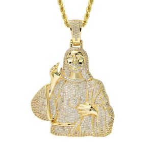 Europa e Estados Unidos Jesus Cristo Colar Pingente como ornamentos Hiphop Micro Inlay Zircão grande superfície lisa204H4305983