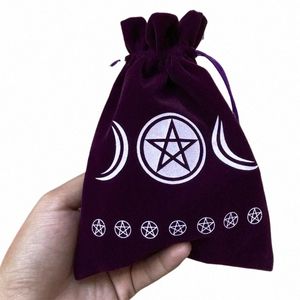 Tarot Oracle Kartlar Depolama Çantası Mo Faz Runes Cstelllati Cadı Divinati Accorie Dice Mücevher Veet Drawstring Paketi V0VH#