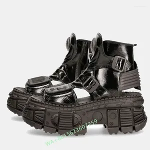 Sandals 2024 Goth Style Platform Punk Roman Shoes Spanish Thick-Soled Dark Rock Motorcycle For Men And Women