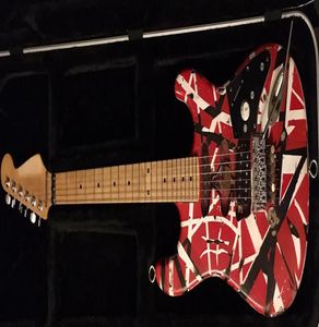 Pesante reliquia Eddie Edward van Halen Frankenstein Electric Guitar Black Biancus White Stripe Red Guitars Alder Body Maple Neck Floyd R5166544