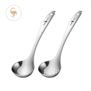 Capas de luxo com segurança 304 Aço inoxidável Conjunto de porção de aço 23 cm LFGB Curteld Sop Spoon para para o Natal do ano