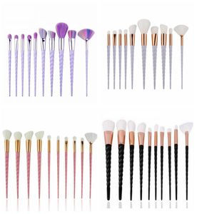 Escovas de maquiagem de 10pcsset Conjunto de pincéis de cavalo arco -íris manusear pó pó Blush sombreado kit de pincel 5 colorido Food Beauty Tool HHA8094594