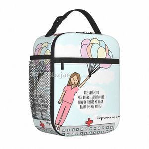 Borsa da pranzo isolata Enfermera en A Nurse Health Lunch Center Cooler Borse Box Box Box Tote College Outdoor V2NR#