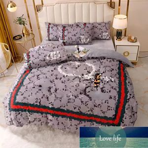 Luxury Designer Classic Dashed Letter Logo Printed Quilt Cover Pillow Case 4-piece Set of Pure Cotton Comfortable Bedding Set Bedroom Decoration 1.8m 2m All-match