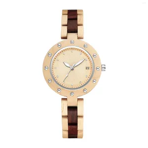 Armbandsur Fandao Wood Watch Women Quartz Rosewood Walnut Rose trärlocka Armbandsklockor