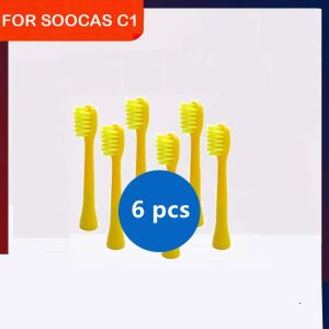 منتجات 6pcs استبدال رؤوس أسنان الأسنان ل Xiaomi Mijia Soocas C1 الأطفال أطفال فرشاة أسنان كهربائية من الفوهة الأصلية