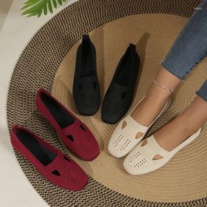 Kleiderschuhe Quadratz Zehen gewebt grundlegende, massive Damen zum Verkauf Mode-Slip-on mit niedrig hyelierten flachen Frauenwohnungen