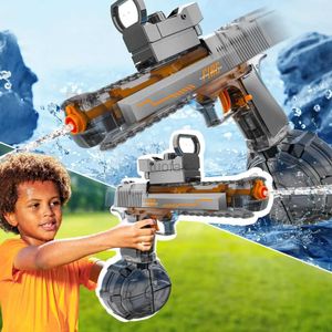 Gun Toys Ny Strongest Electric Water Guns Transparenta Automatic Long Range Guns Bästa vattenpistol för sommarpool Toys For Kid Adu 240416