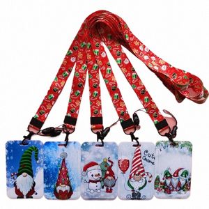 God julkarto nissar lanyard ID -korthållare Kontor Arbetare Korthållare Hästar Kreditkort Case Protector Christmas Gift T7UI#