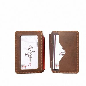 genuine Leather Wallet Slim Bank Credit Card Holder Men's Busin Small ID Case For Man Purse Cardholder Z3Zd#
