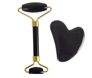 Нефритовые ролики и инструменты Gua Sha Set Natural Black Obsidian Massage Massage Roller Guasha Board Jade Stone Lift Drop Jllrmb1361326