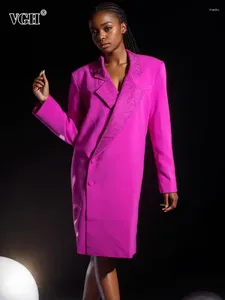 Kadın Suits Vgh Katı Patchwork Tek Kelime Kelime Mizaç Blazers Kadınlar Çentikli Yakalı Yakalı Bir Eklemli Elmaslar Blazer Kadın