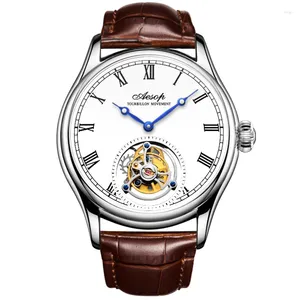 Armbanduhr Aesop Herren mechanische Armbanduhr fliegen original Tourbillon männliche Skelett Uhr für Männer Mann Luxusuhren Support Tropfen