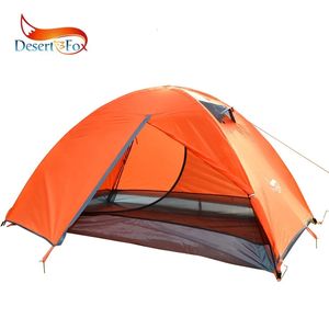 Tenda de mochila de raposa deserta 2 pessoas de camada dupla de camada 4 temporadas 4 temporadas impermeáveis respiráveis portátil tenda de viagem portátil 240416