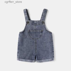 Rompers Summer Cool Denim Blue Children Baby Boys Girls Clothes Overalls Roll Hem Design Kids Baby shorts Jumpsuits L410