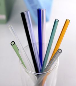 Drinking Straws glass Reusable Straws Metal Drinking Straw Bar Drinks Party wine Accessories 8MM and cleaning brush 18cm8946773