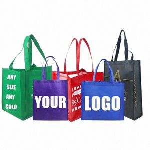 1000pcs Factory outlet Custom logo Shop bags High quality Suture strger N woven Handle bags 62Ro#