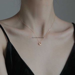 925 sterling silver new geometric Circle Necklace womens simple clavicle chain temperament niche design cool wind