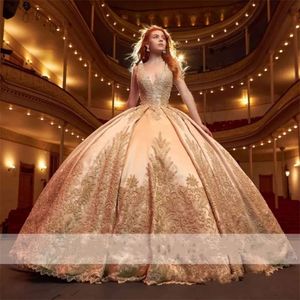 Vintage Princess Ball Gown Quinceanera Dresses Elegant Appliques Beads Pearls Sweet16 Dress For Photograph Vestidos