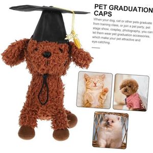 Köpek giyim lisans şapkası için evcil hayvan evcil hayvan olayları, püskül kedi ile ayarlanabilir mezuniyet köpekler cosplay yakası aksesuarları
