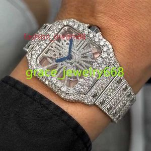 Diamond Tester VVS Moissanit Hochwertiges Anpassung an ECED VVS Moissanit Diamond Hip-Hop Elektrizitäts Skeleton Uhr